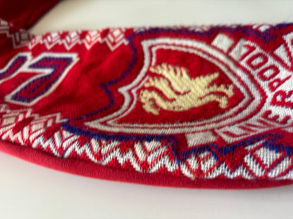 Bluza H&M M czerwona | rękaw ze szalika Liverpool | handmade unikat